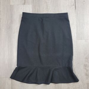 Club Monaco Black Ruffle Pencil Skirt